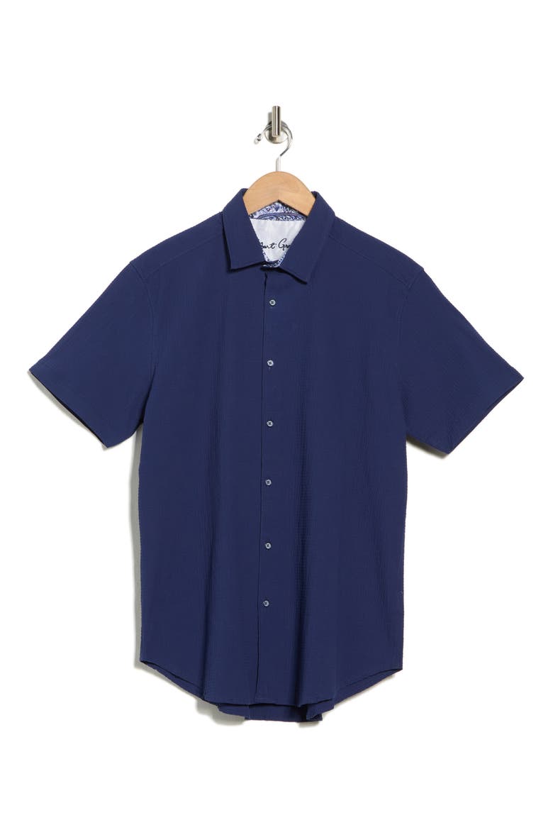 Piers Short Sleeve Woven Shirt, Alternate, color, NAVY