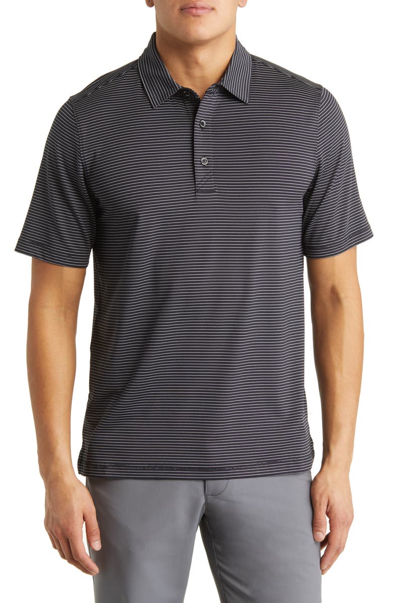 Cutter & Buck Forge DryTec Pencil Stripe Performance Polo, Main, color, Black