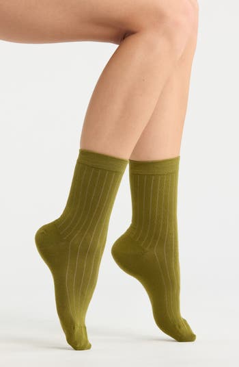 Nordstrom Ribbed Dress Socks in Purple Moss at Nordstrom, Size 9