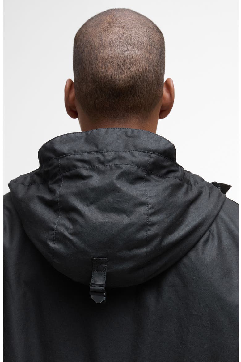Tide Hooded Waxed Cotton Jacket, Alternate, color, BLACK
