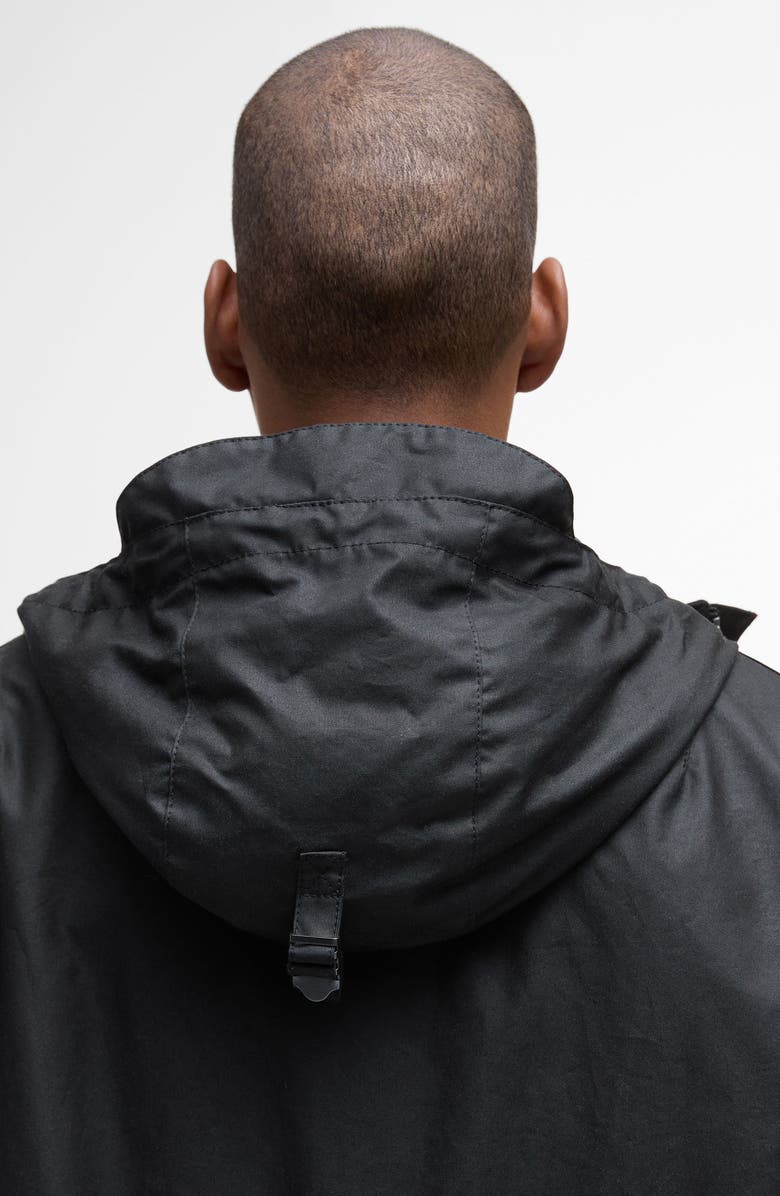 Barbour Tide Hooded Waxed Cotton Jacket, Alternate, color, Black
