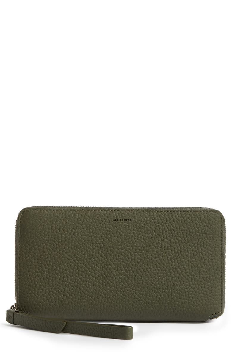 AllSaints Fetch Leather Phone Wristlet, Main, color,
