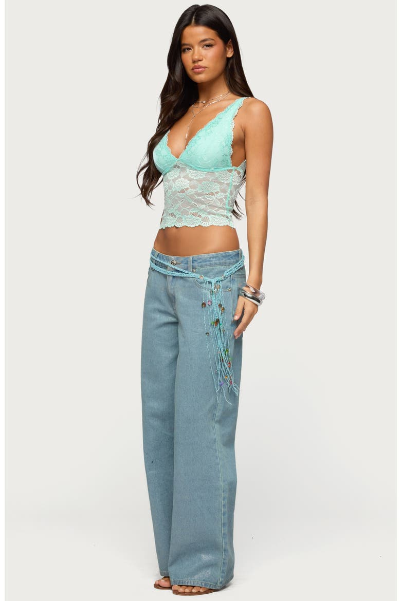 Vanya Lace V-Neck Tank, Alternate, color, AQUA