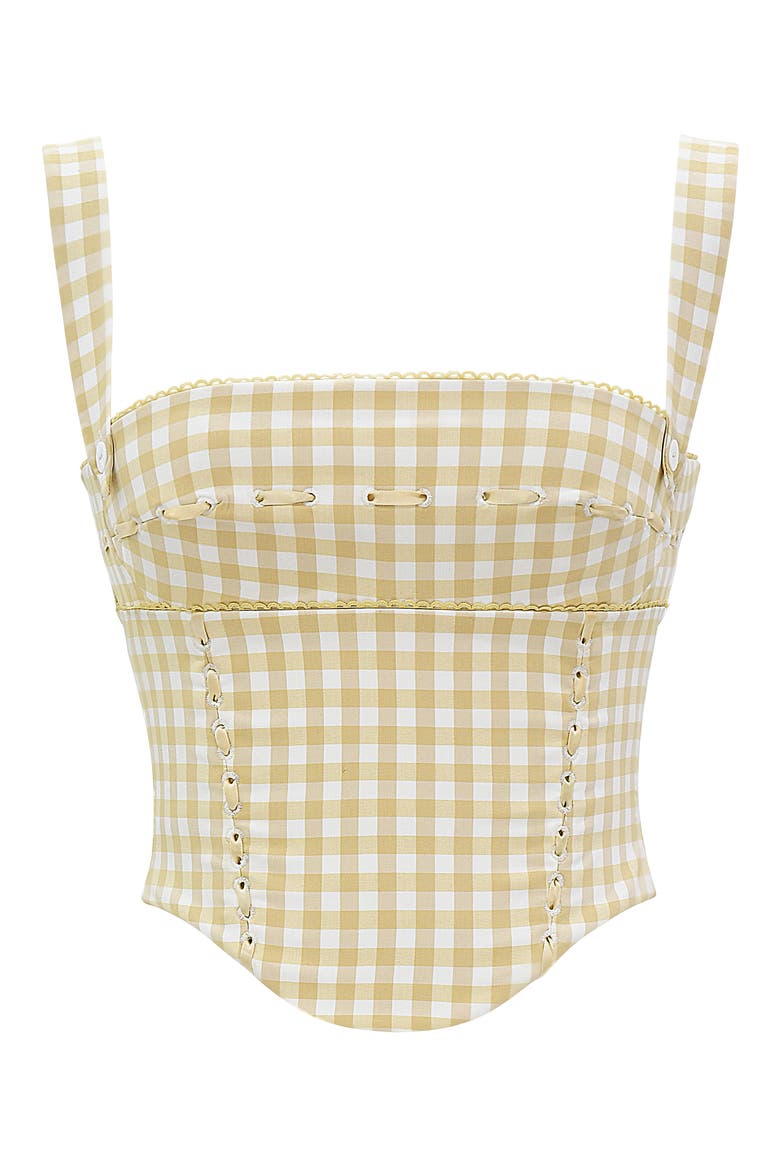 Lottie Gingham Corset Tank, Alternate, color, GINGERBREAD