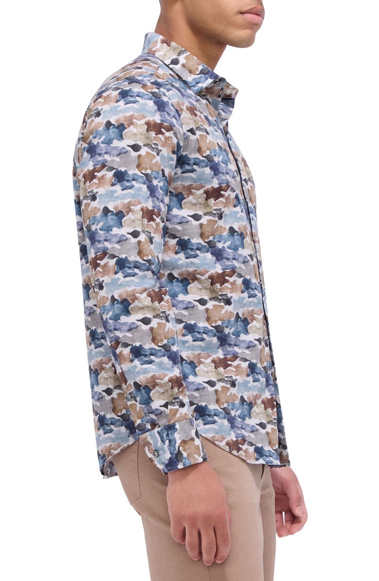 Bugatchi Julian Woven Long Sleeve Button-Up Shirt, Alternate, color, Cobalt Multi