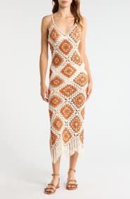 Elan Crochet Maxi Cover-Up Dress