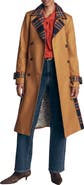 Boden Plaid Accent Double Breasted Cotton Trench Coat