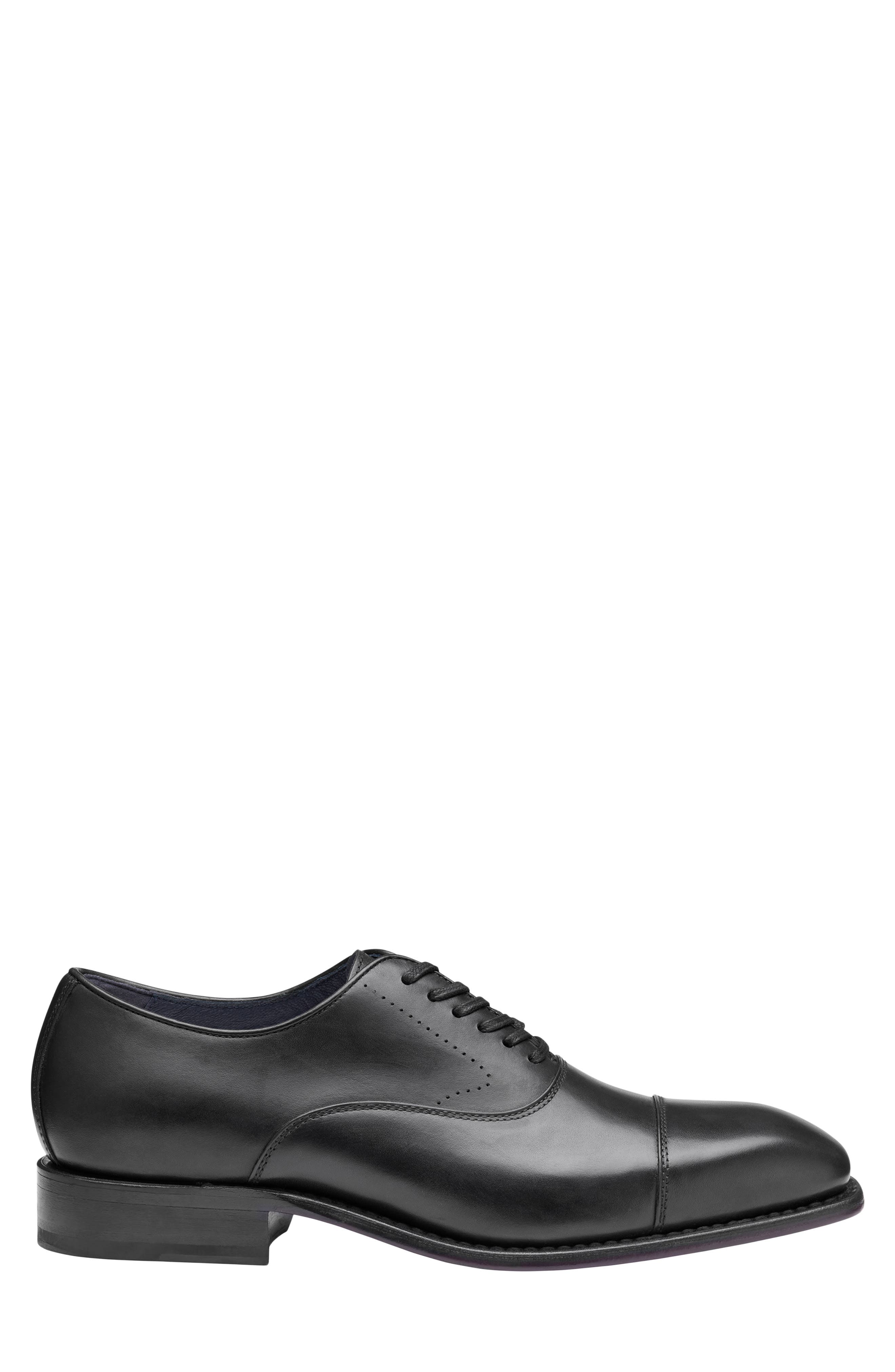 Johnston & Murphy Ashton Cap Toe Derby, Alternate, color, Black Full Grain