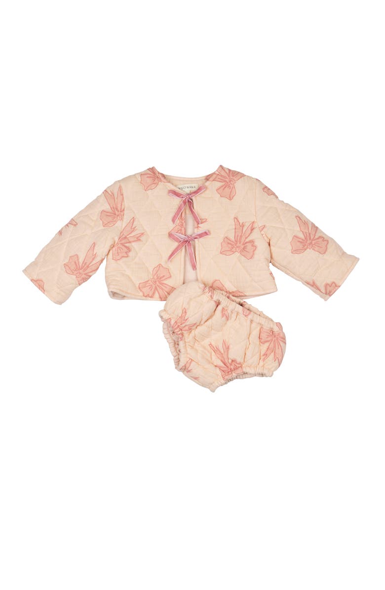 Wild Wawa Quilted Jacket Set, Main, color, Vintage Bows Dusty Pink