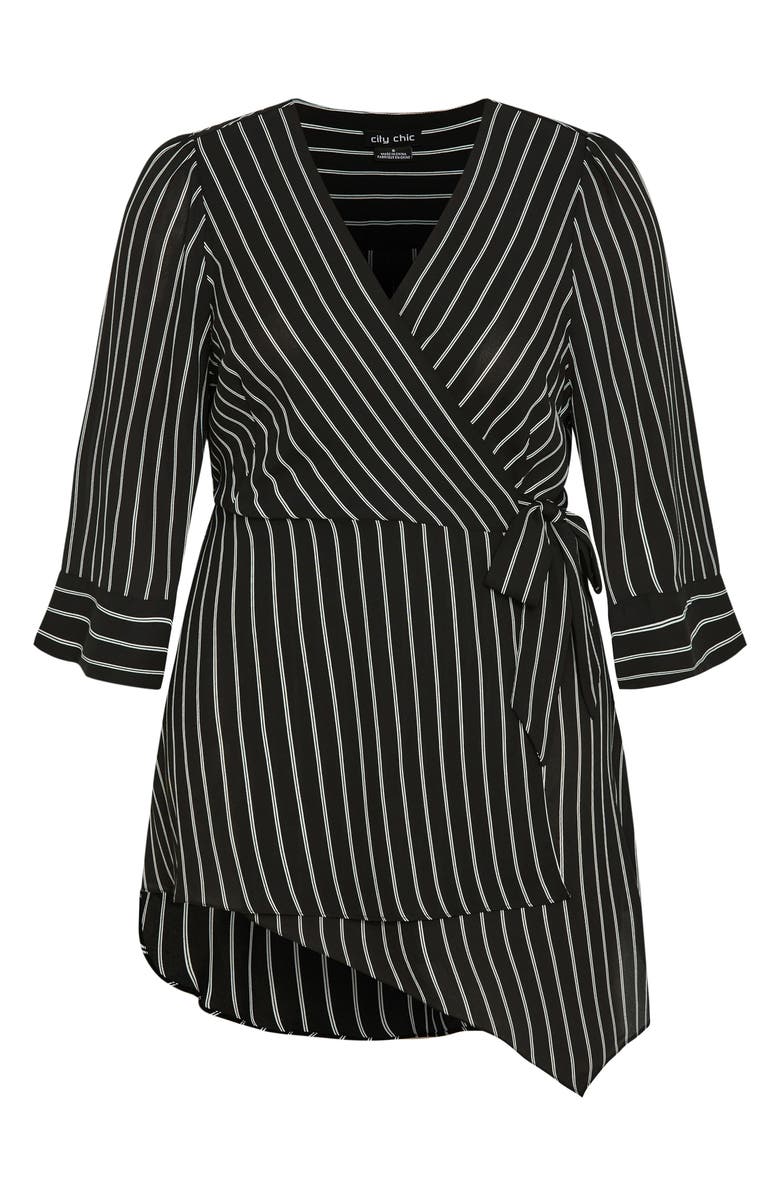 City Chic Jemma Leopard Print Wrap Tunic Top, Main, color, Stripe