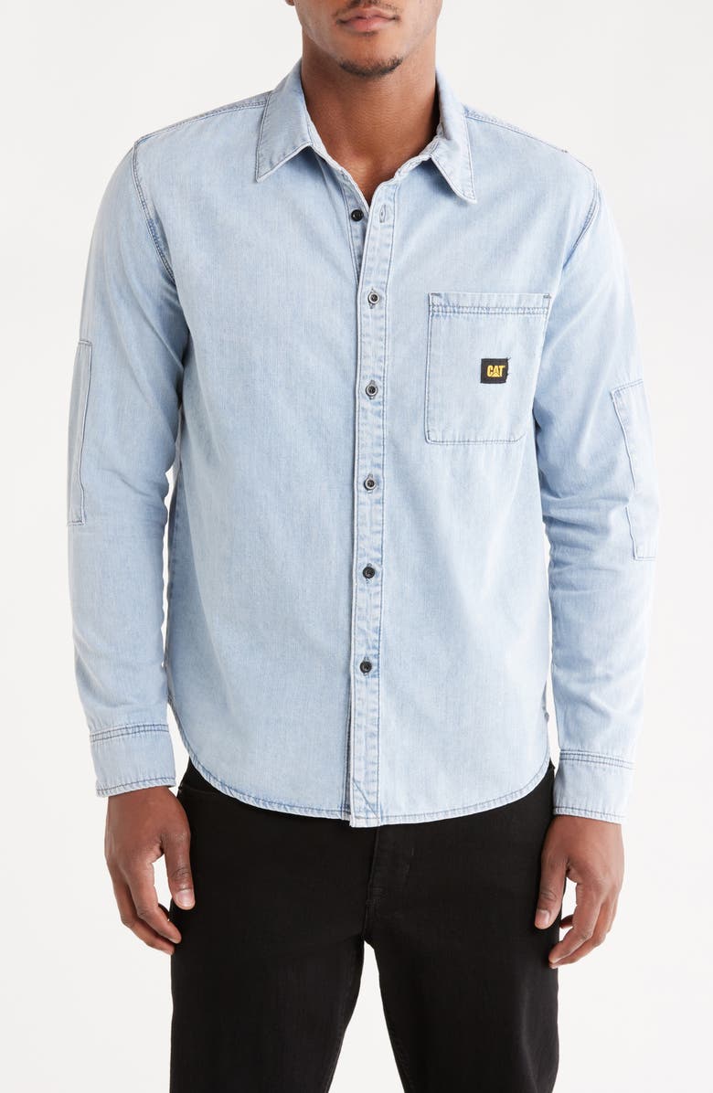 CAT WWR Denim Button-Up Shirt, Main, color, Light Faded Wash
