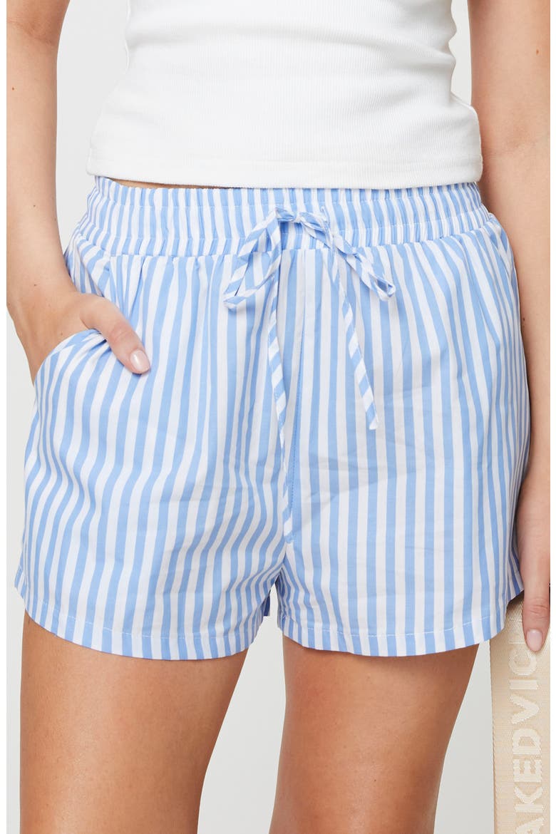 Charmen Stripe Cotton Poplin Boxer Shorts, Main, color, BLUE