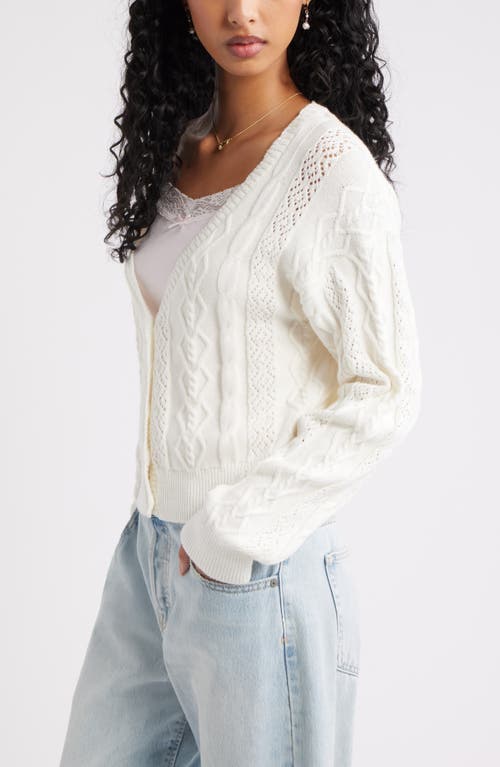 Bp. Mixed Stitch Cardigan In White