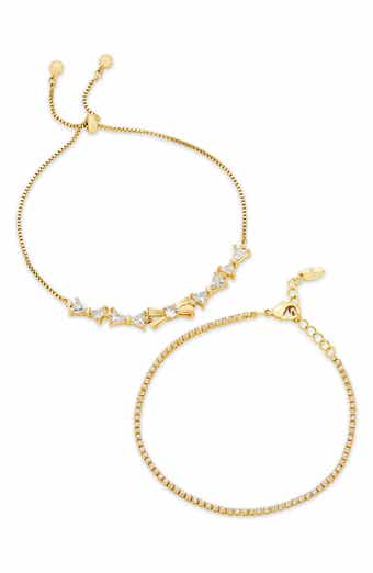 Set of 2 Bow & Cubic Zirconia Tennis Bracelets