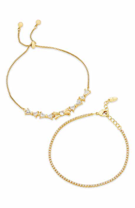 Set of 2 Bow & Cubic Zirconia Tennis Bracelets