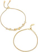 SAVVY CIE JEWELS Set of 2 Bow & Cubic Zirconia Tennis Bracelets