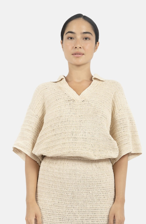 Sedona Crochet Polo Top