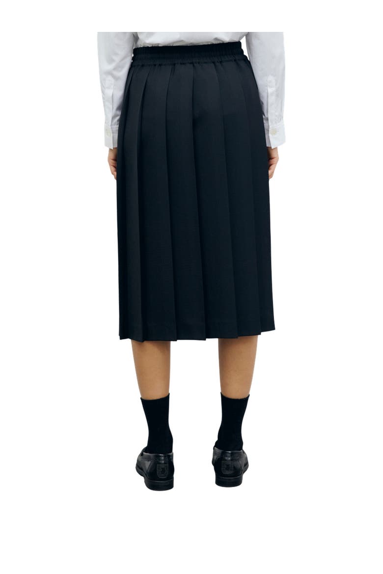 High-Waist Pleated Midi Skirt, Alternate, color, Black
