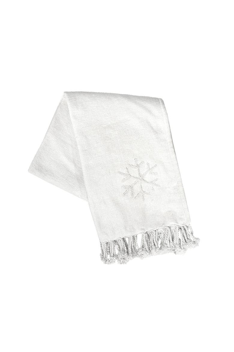 Tree, Star and Snow Throw Blanket, Main, color, White