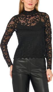 Halogen® Lace Mock Neck Top