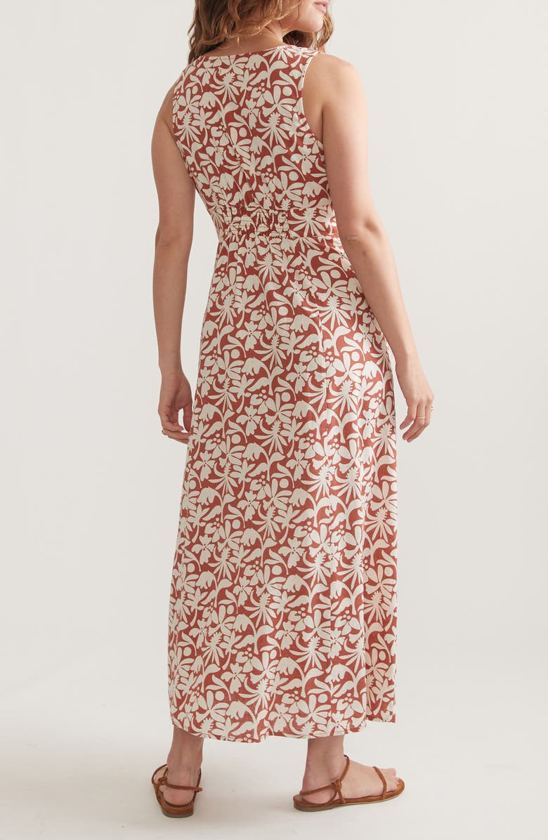 Marine Layer Camila Floral Sleeveless Hemp Blend Maxi Dress, Alternate, color, Auburn