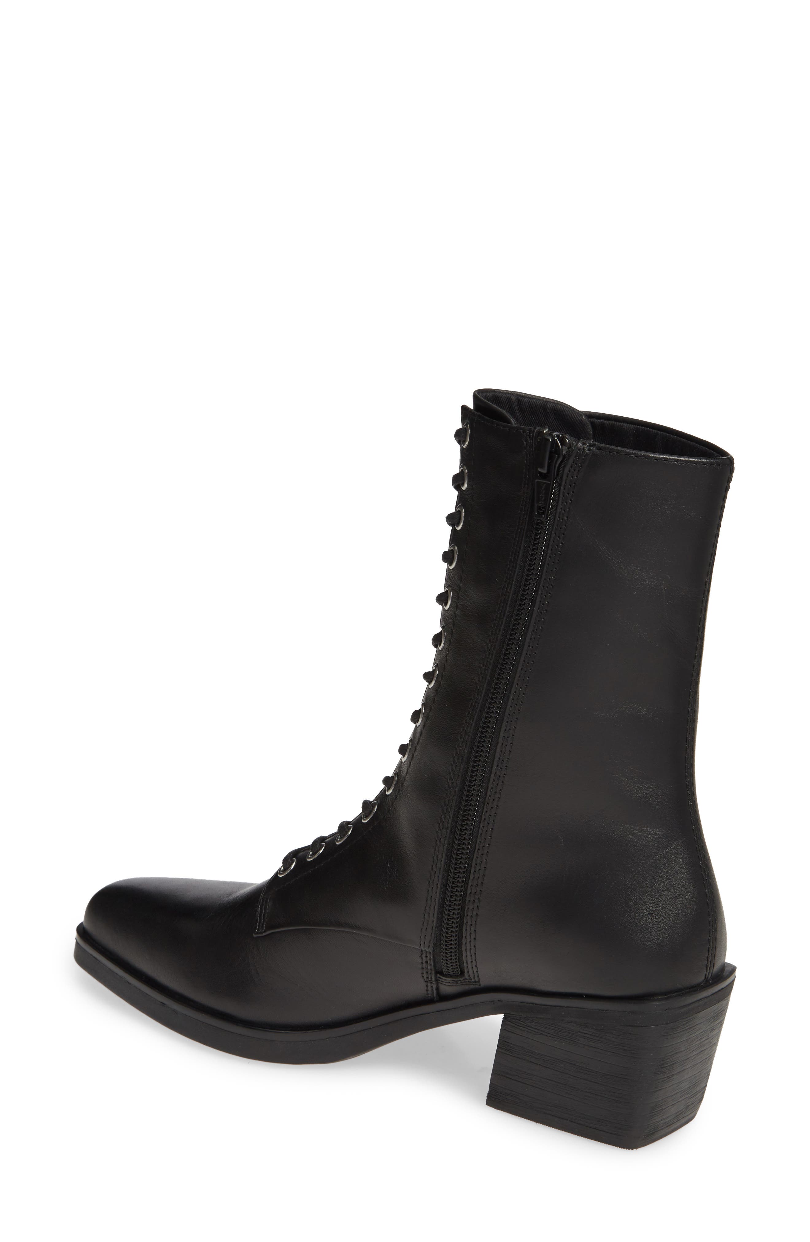 Lace-Up Bootie, Alternate, color, BLACK LEATHER