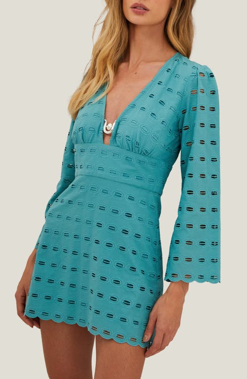 Vix Paula Hermanny Raya Eyelet Long Sleeve Cover-up Minidress