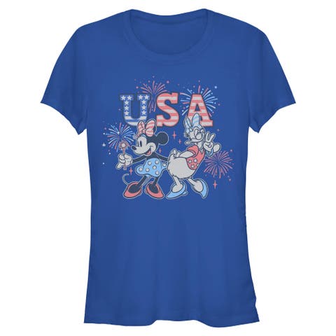 Junior's Minnie and Daisy Fireworks Short Sleeve Graphic T-Shirt