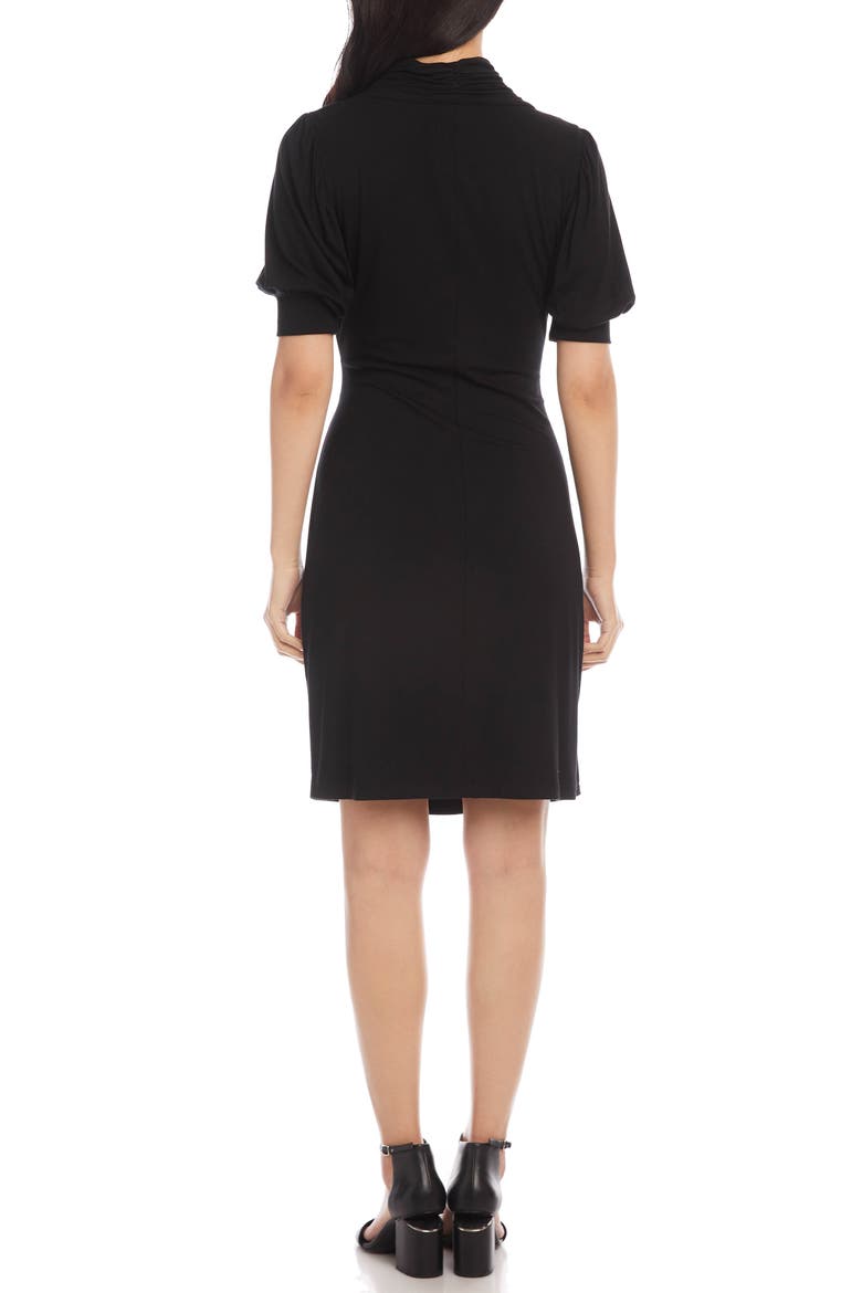 Puff Sleeve Jersey Faux Wrap Dress, Alternate, color, BLACK