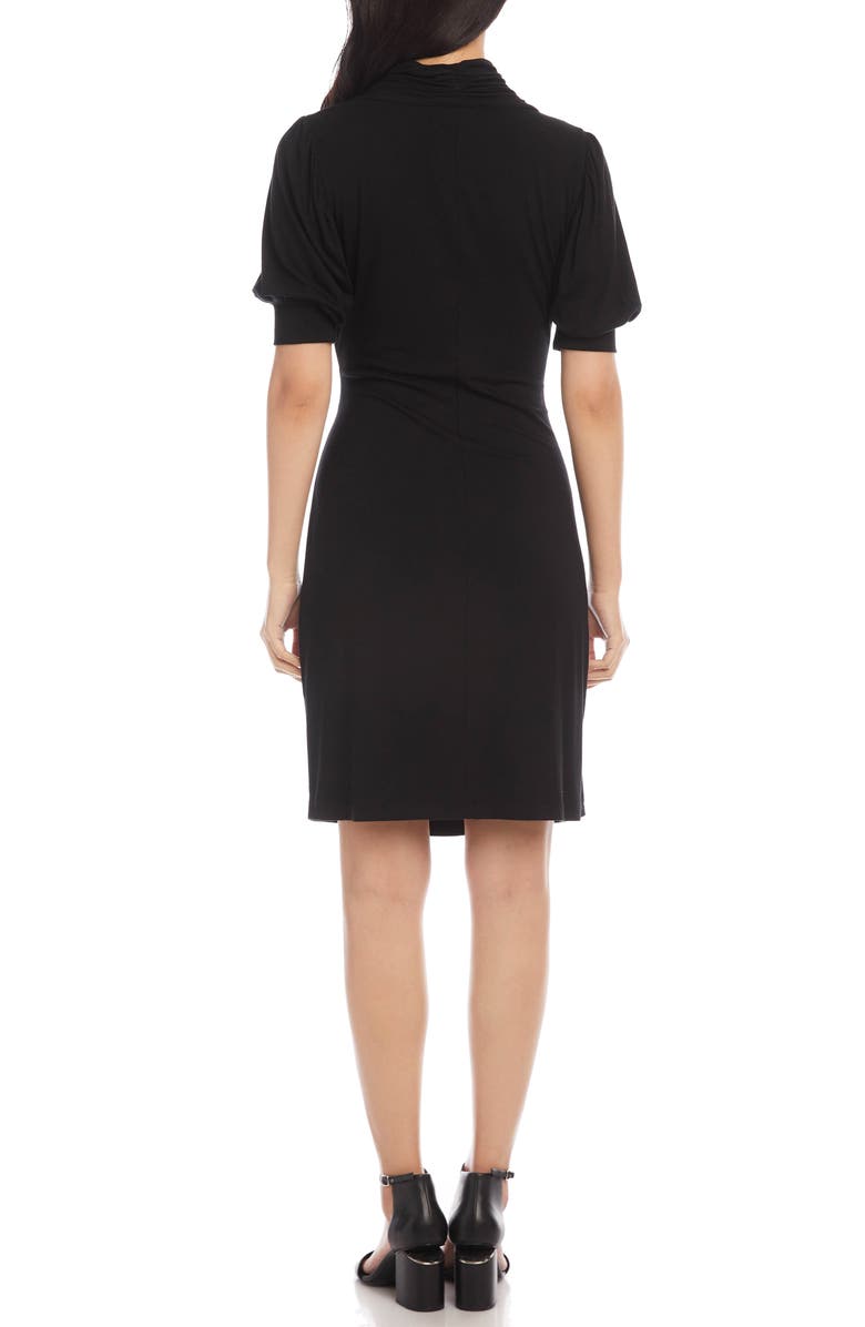 Karen Kane Puff Sleeve Jersey Faux Wrap Dress, Alternate, color, Black