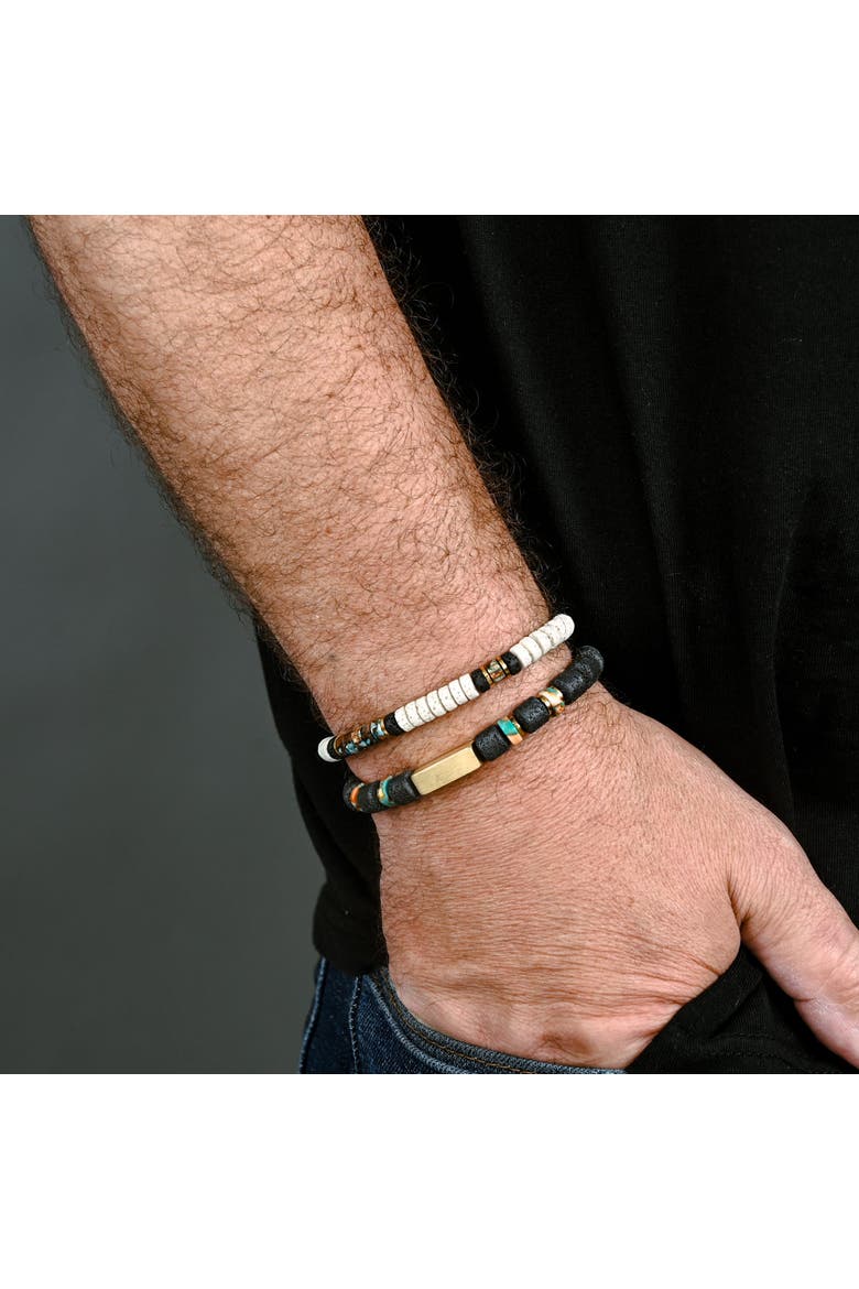 Vanguard Lava Bead Men's Bracelet, Alternate, color, Black