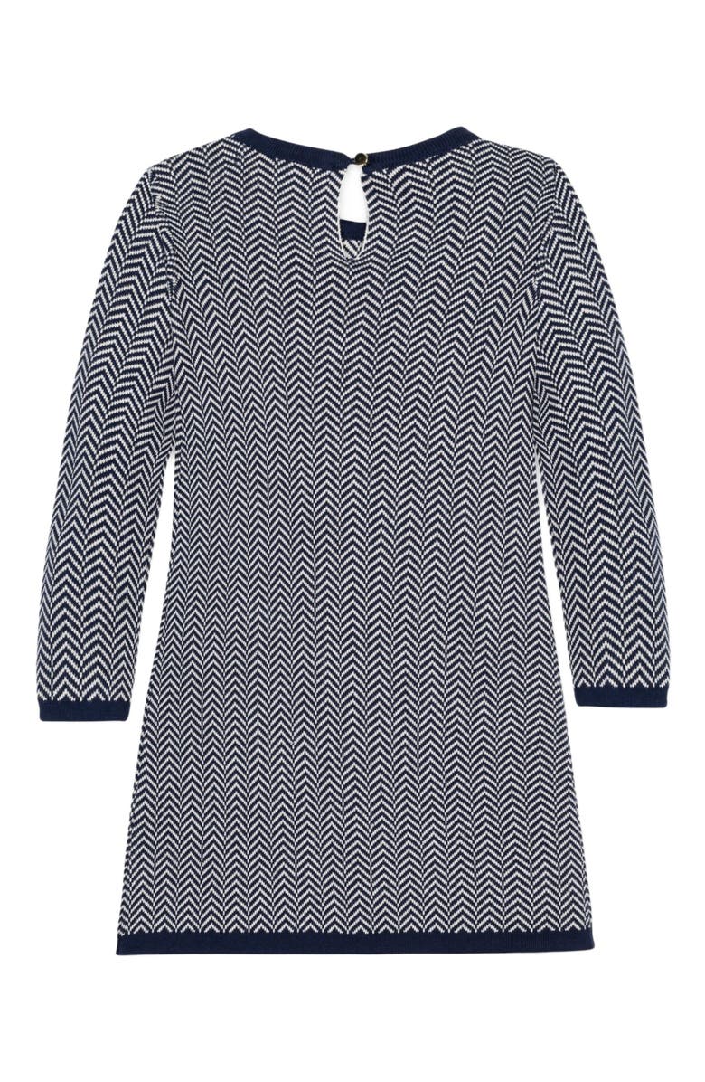 Hope & Henry Baby Girls' Organic Bow Sweater Dress, Infant, Alternate, color, Navy Herringbone