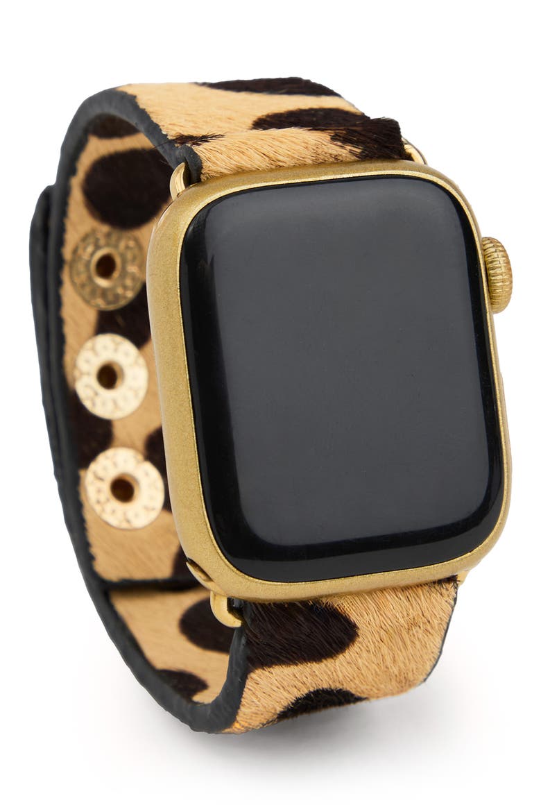 Genuine Calf Hair Apple Watch® Watchband, Main, color, CHARCOAL
