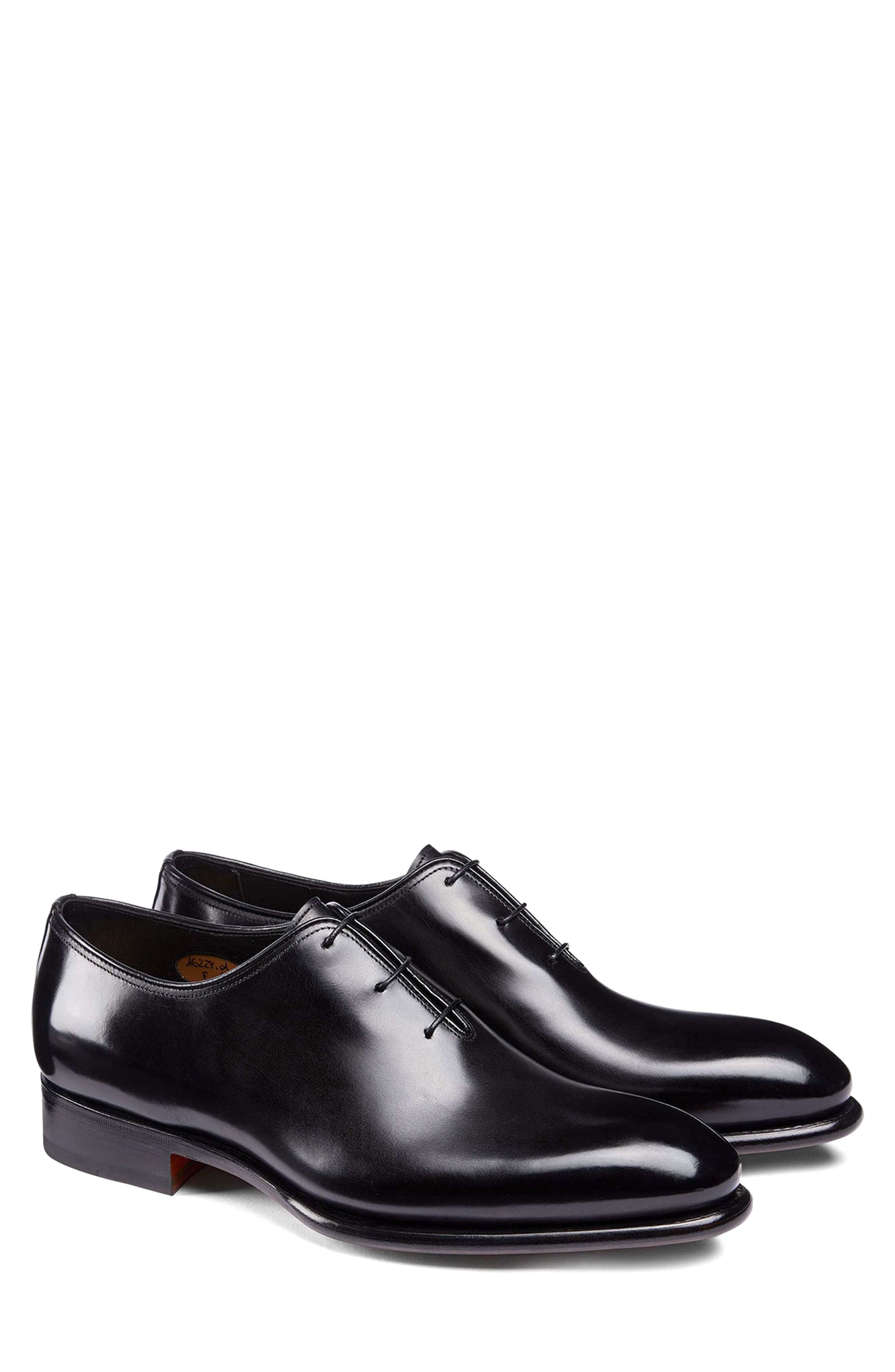 Santoni People Plain Toe Derby, Main, color, Black