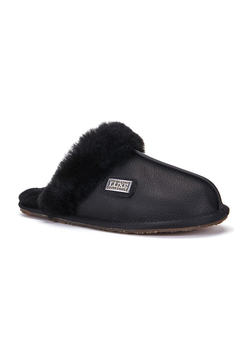 Australia Luxe Collective Genuine Shearling Mule Slipper, Main, color, Crow