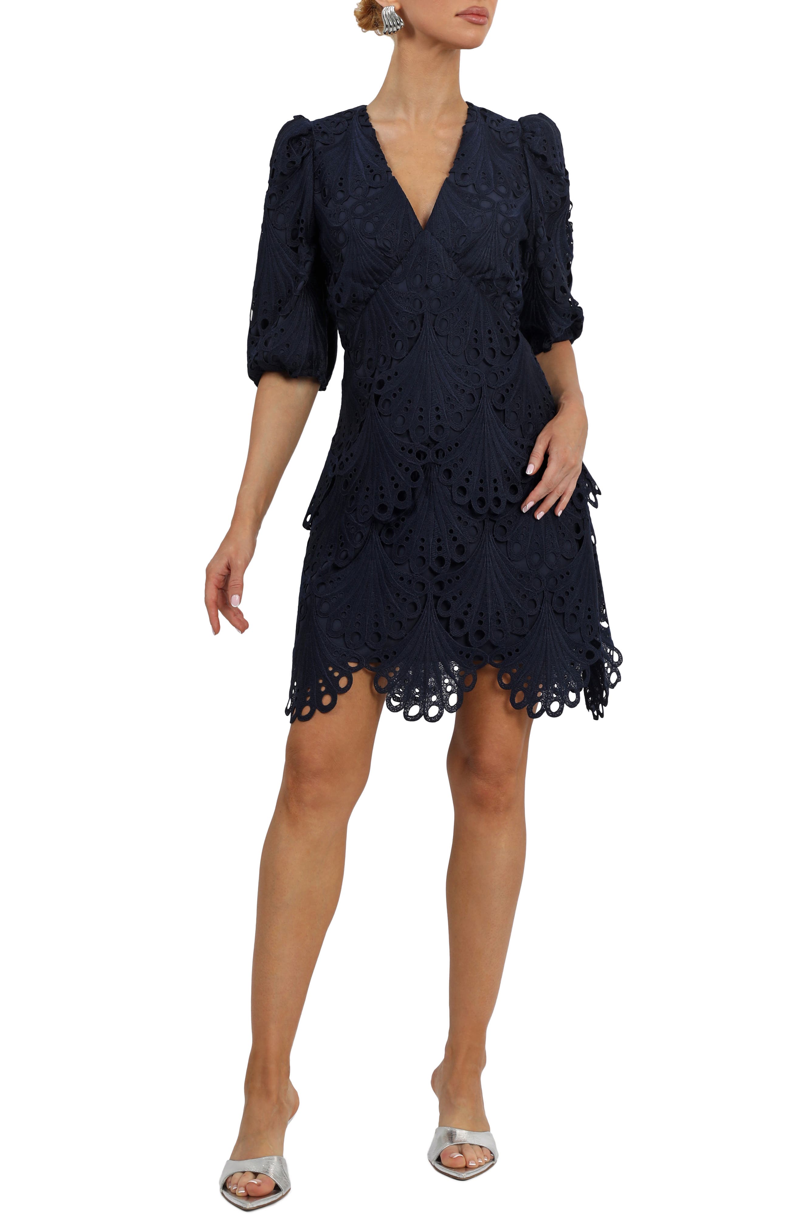 Adelyn Rae Harper Lace Minidress in Navy 