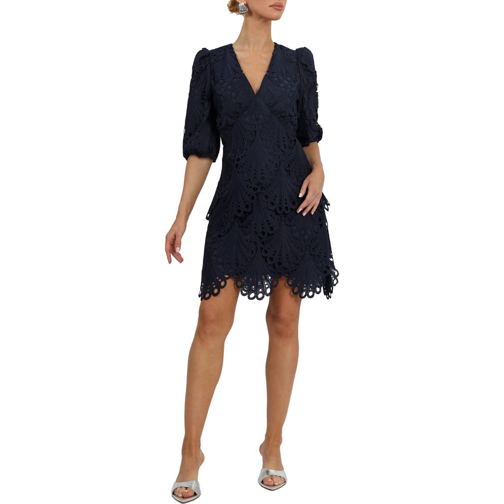 Adelyn Rae Harper Lace Minidress in Navy