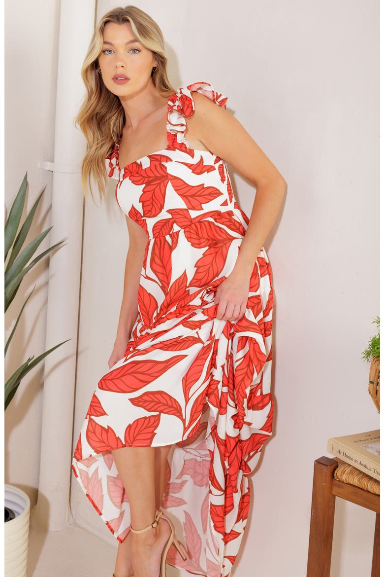 Ruffle Strap Tiered Maxi Dress, Alternate, color, OFF WHITE/ RED