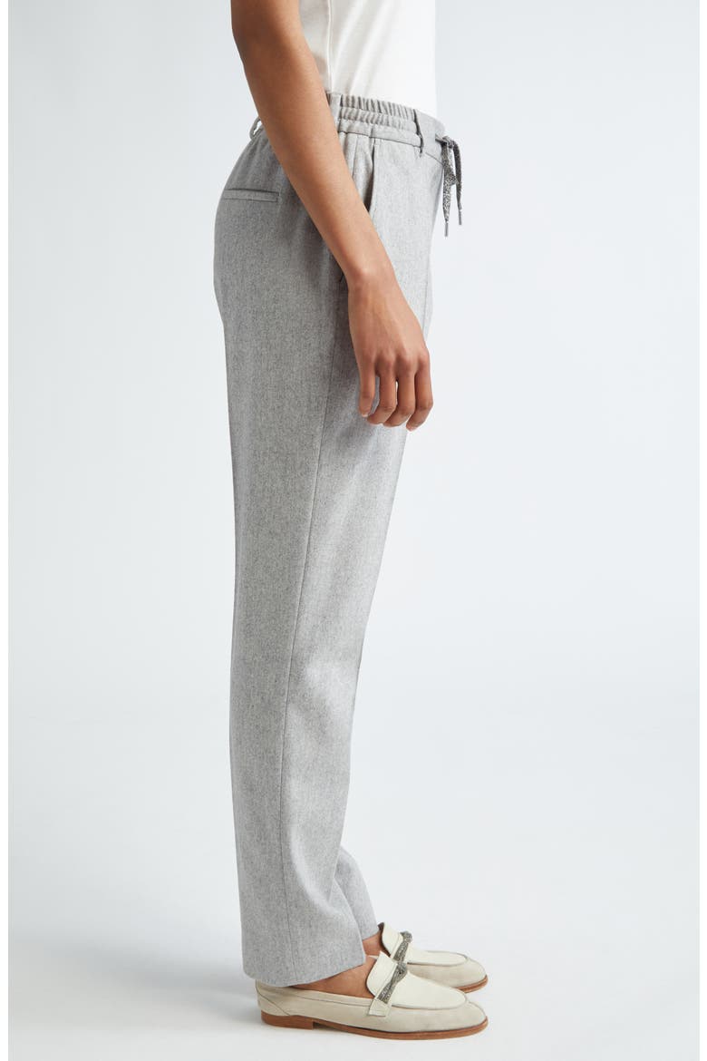 Drawstring Stretch Virgin Wool & Cashmere Straight Leg Pants, Alternate, color, GREY