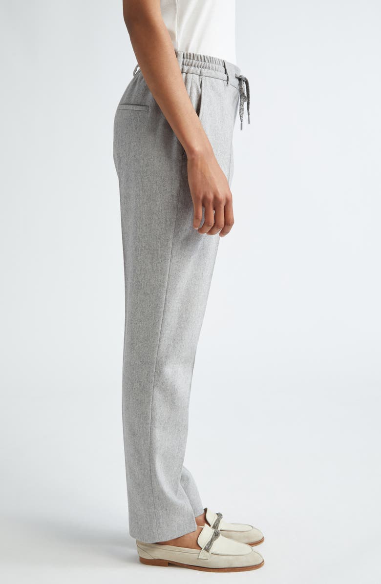Eleventy Drawstring Stretch Virgin Wool & Cashmere Straight Leg Pants, Alternate, color, Grey
