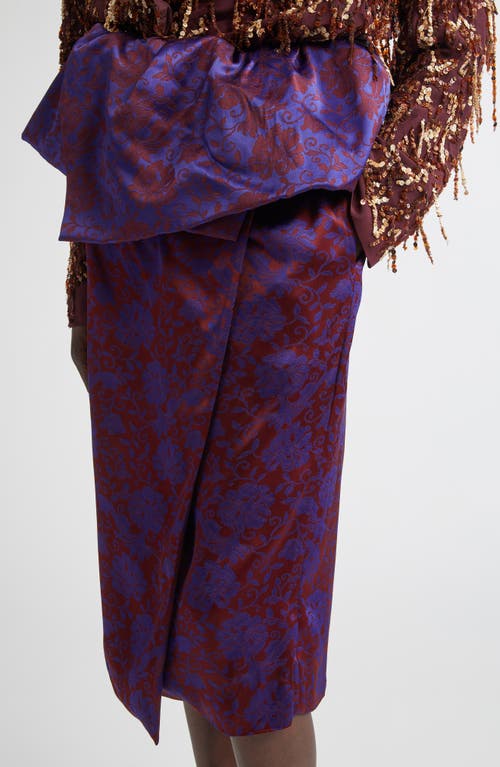 Dries Van Noten Santi Archive Floral Jacquard Satin Peplum Skirt In Blue