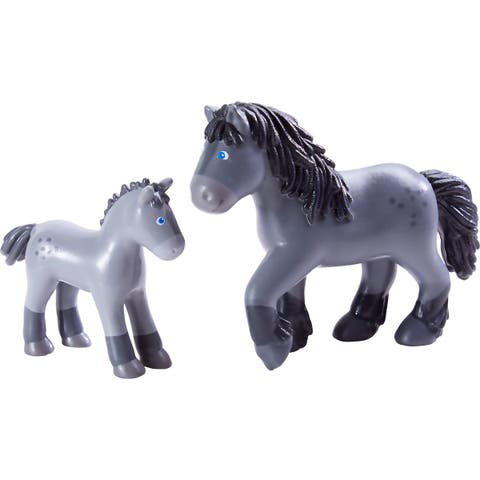 Little Friends Momma and Baby Playset - Cassandra Horse and Cleo Foal Chunky Plastic Farm Animal Toy Figures