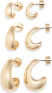 Nordstrom Set of 3 Wide J-Hoop Earrings