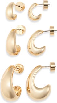 Nordstrom Set of 3 Wide J-Hoop Earrings