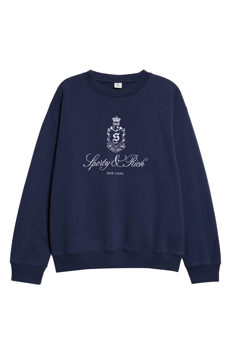 Sporty & Rich Vendome Embroidered Cotton Crewneck Sweatshirt, Alternate, color,