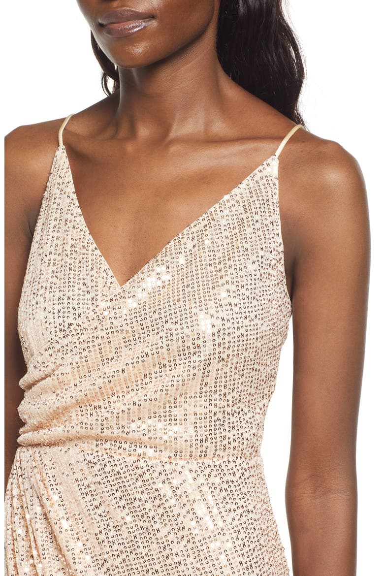 Sequin Cocktail Midi Dress, Alternate, color, CHAMPAGNE