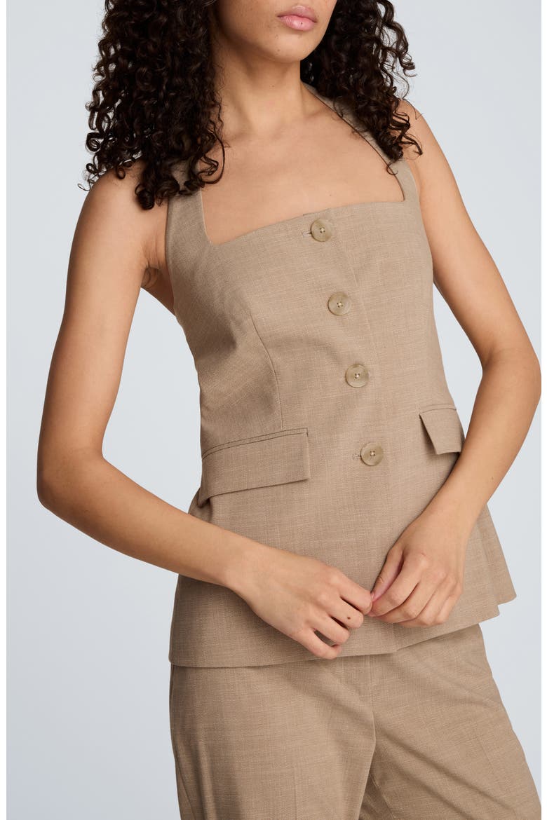 Crosshatch Halter Neck Vest, Alternate, color, MESA TAUPE/ PURE WHITE