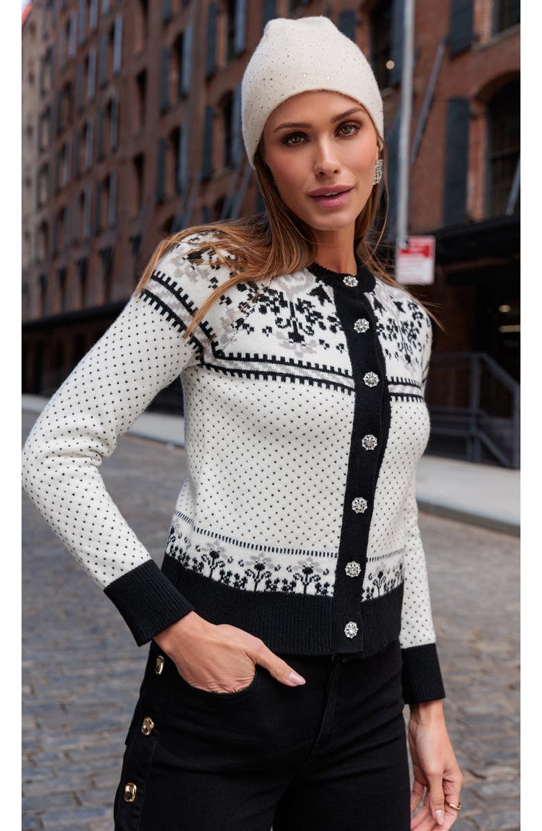 Generation Love Sade Fairisle Cardigan, Alternate, color, Geometric, White