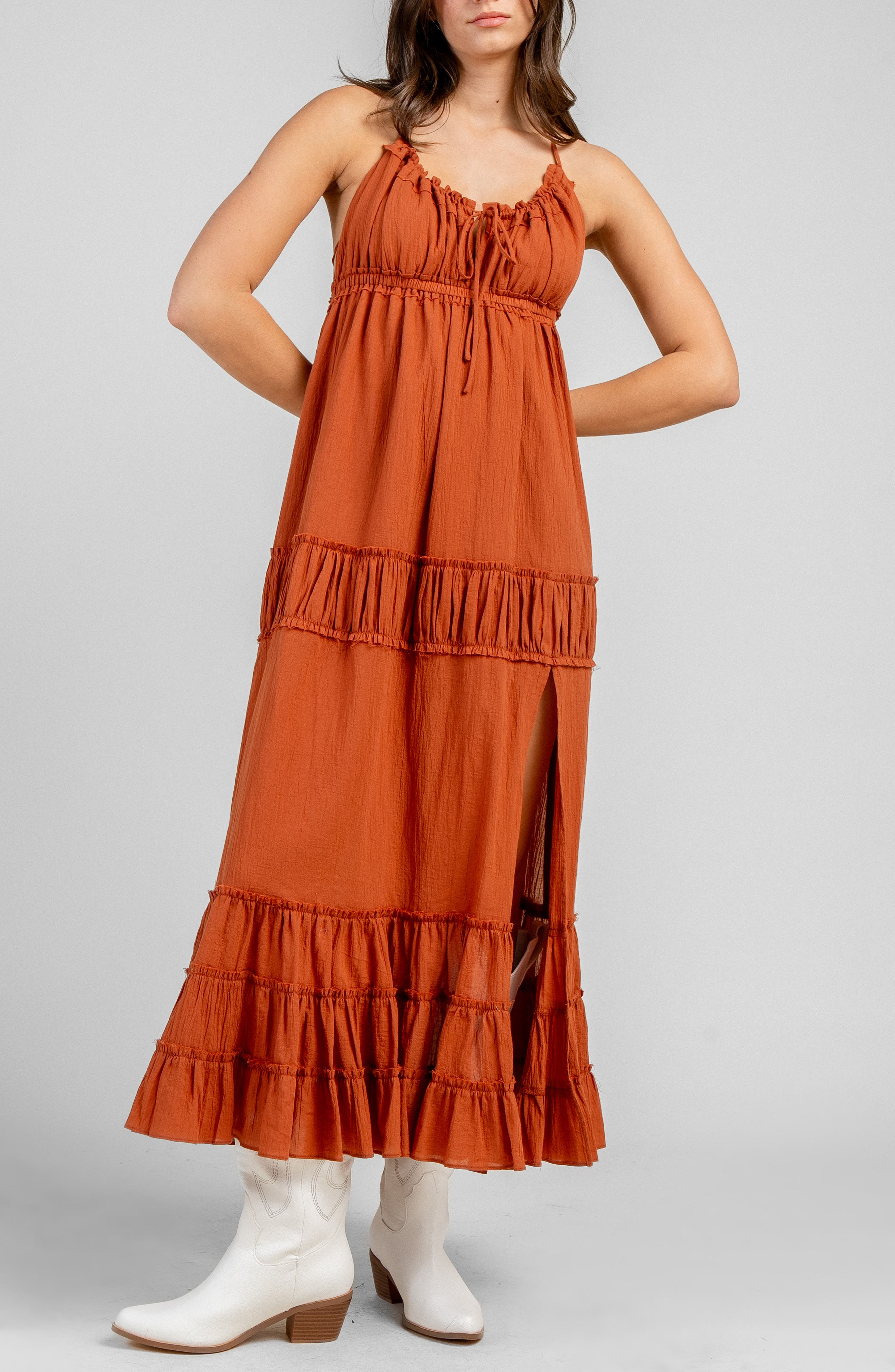 Gauze Maxi Halter Dress