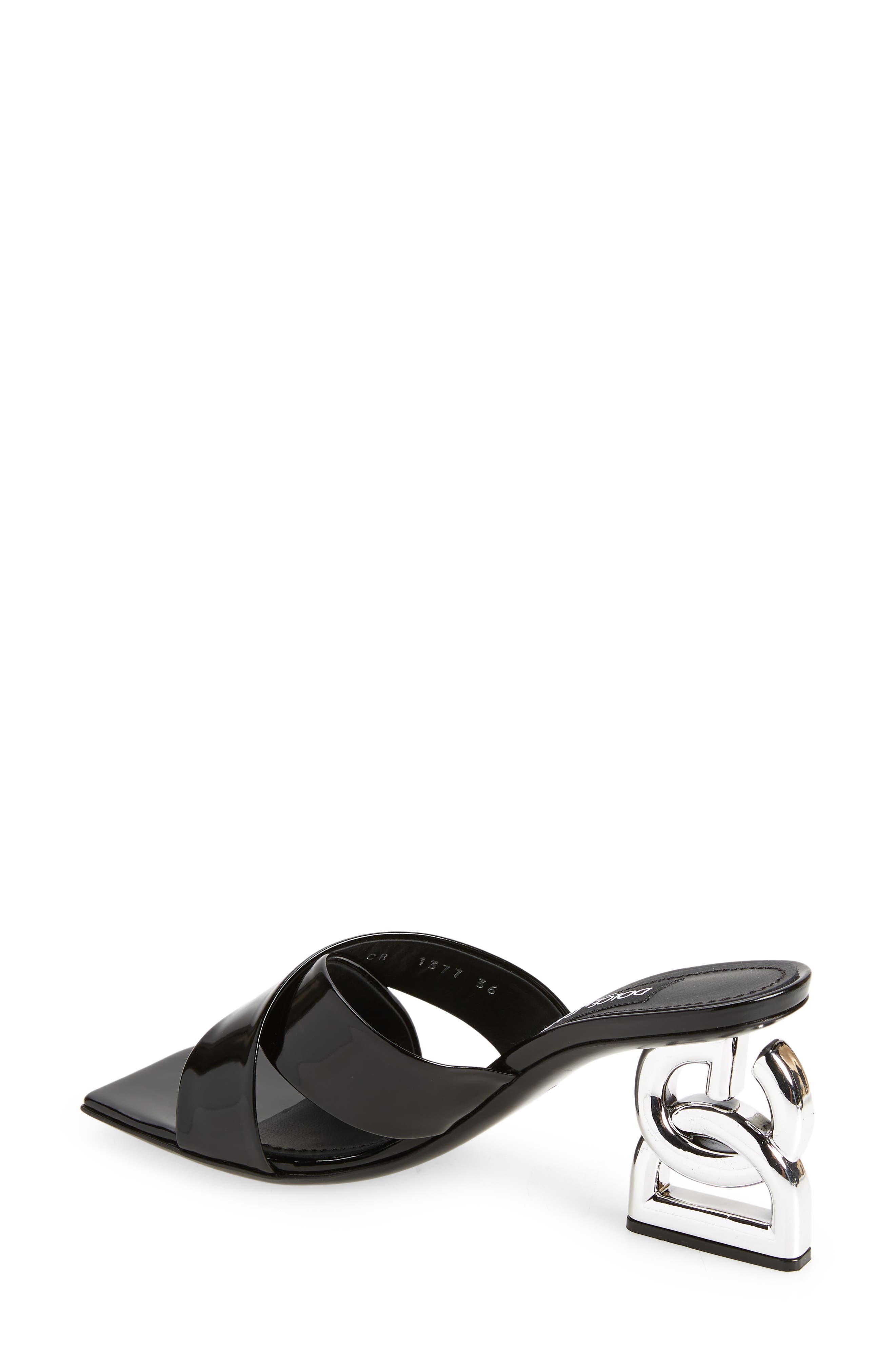 Dolce&Gabbana Logo Heel Slide Sandal, Alternate, color, 